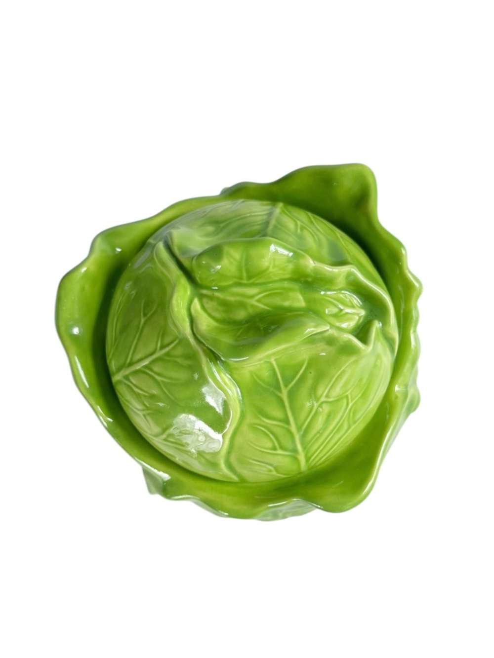 Vintage Holland Mold Green Cabbage/Lettuce Ceramic Lidded Bowl - Picture 5 of 8